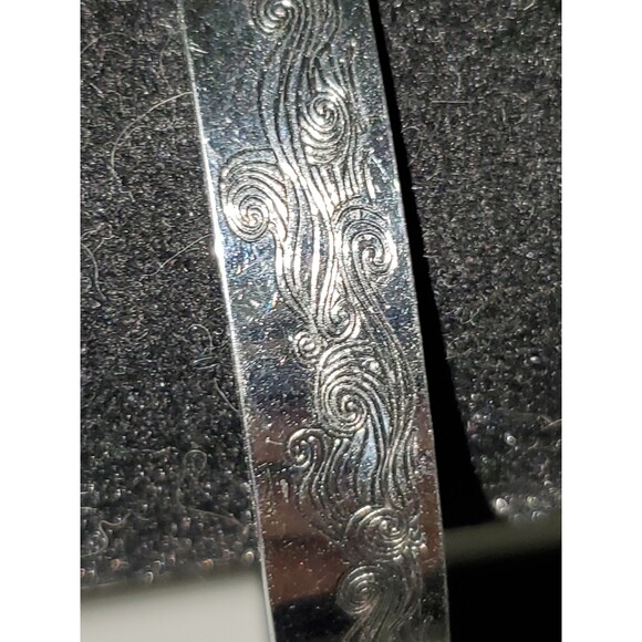 A Waves Engraved Open Bangle Cuff Bracelet Inscribed Stainless Steel - Picture 3 of 7